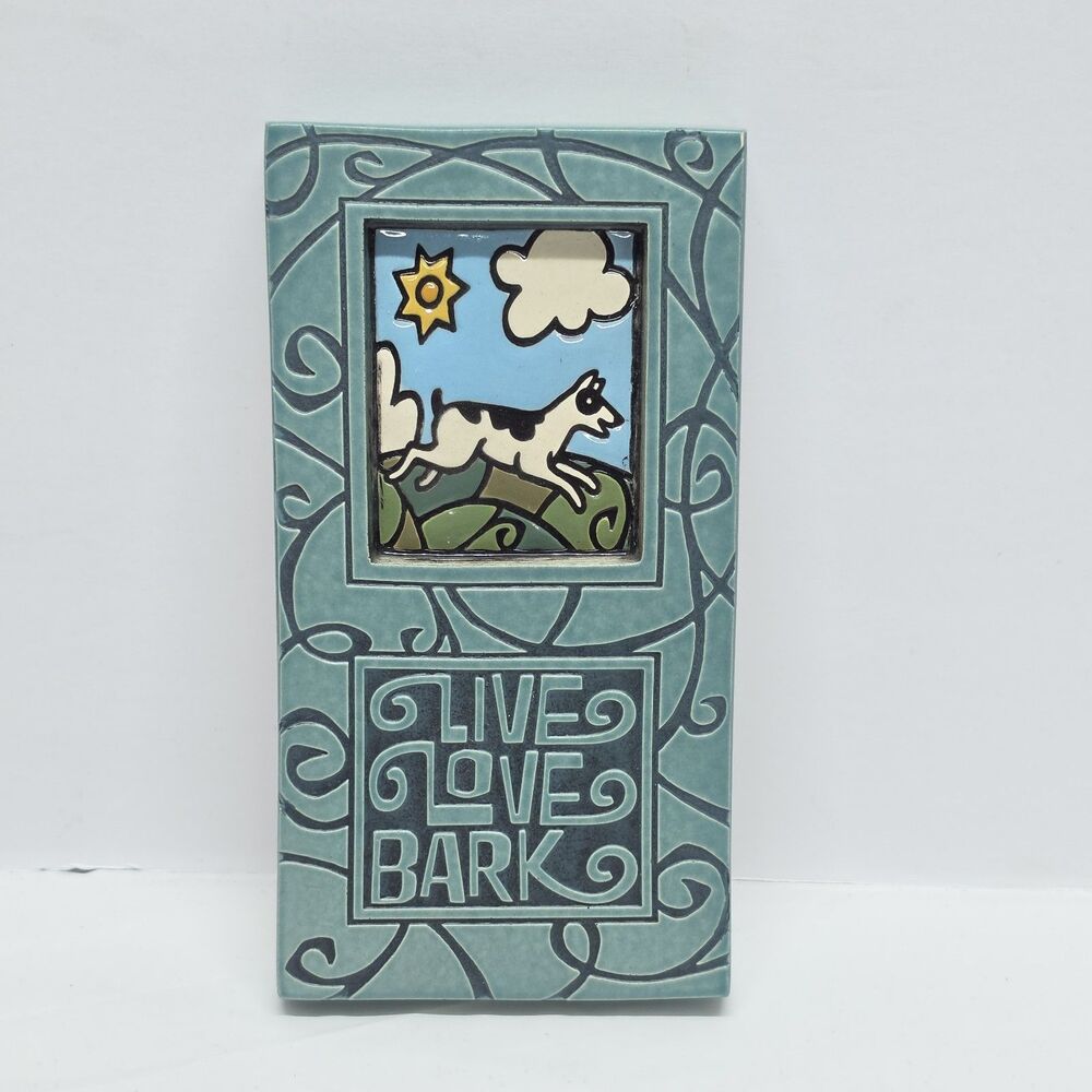 Macone Clay Pottery Studio Puppy Dog Ceramic Tile Live Love Bark Vintage 2010